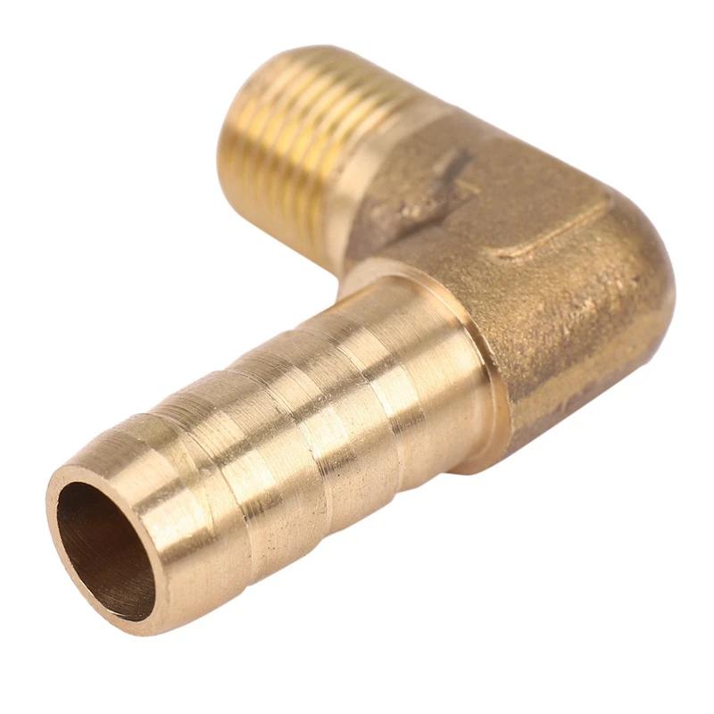 5Pcs 8Mm Hose X 3/8 Inch Male Thread 90 Degree Brass Elbow Barb Coupler Connector